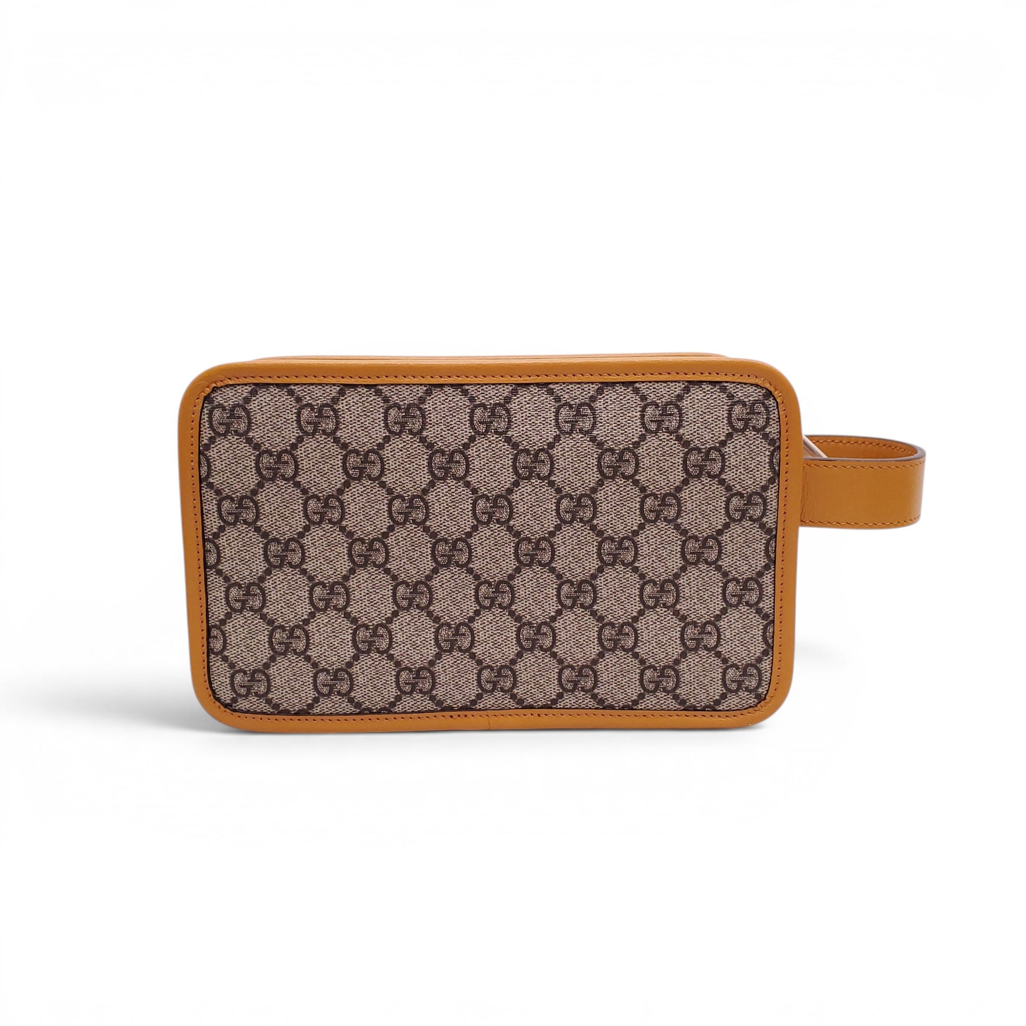 GUCCI GG SUPREME MONOGRAM CALFSKIN LEATHER TRAVEL POUCH