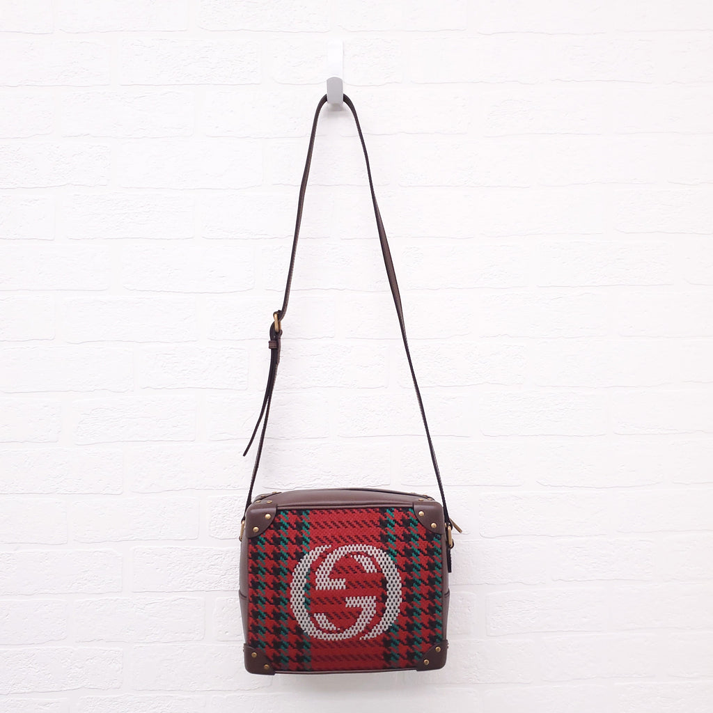 GUCCI HOUNDSTOOTH SOFT TRUNK BAG