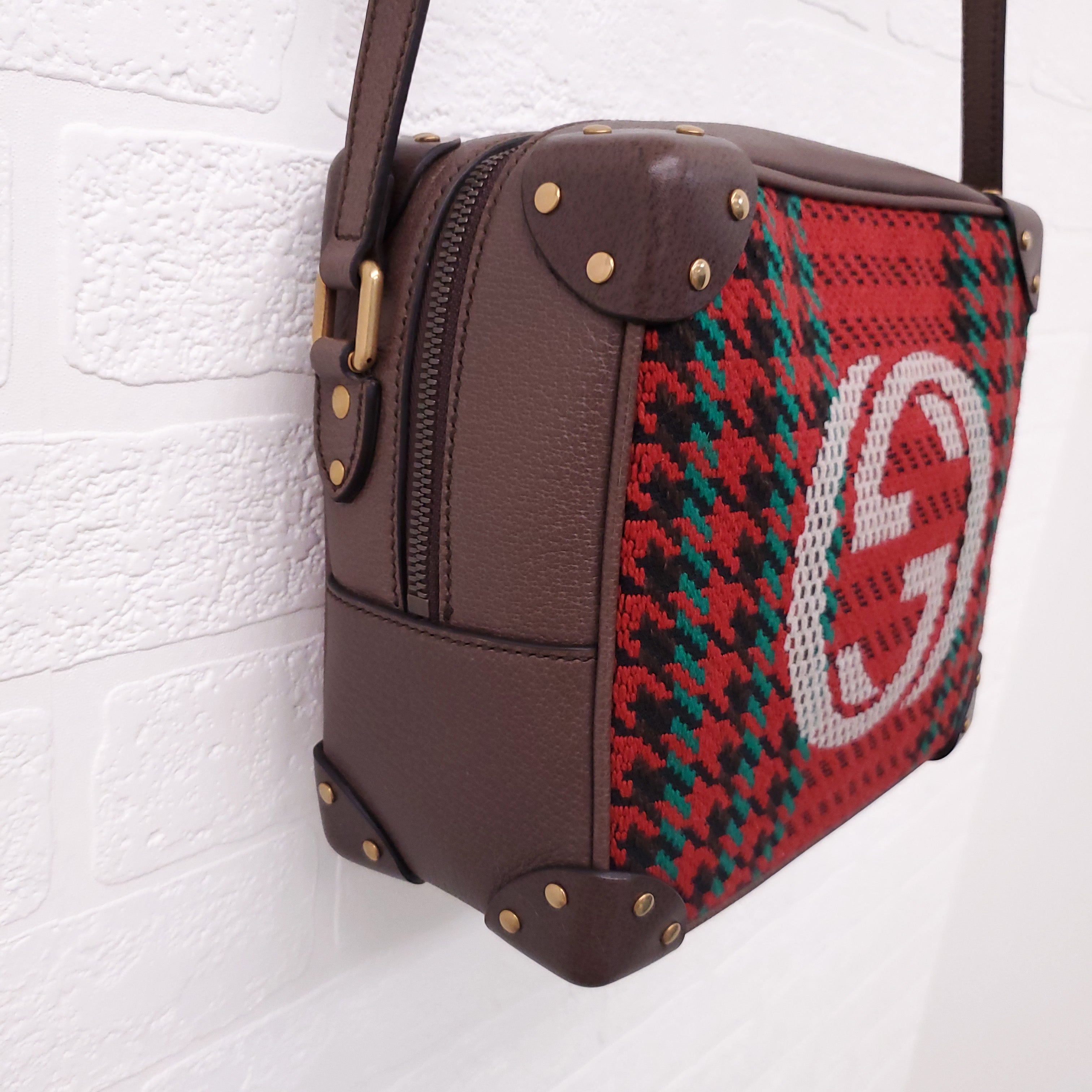 GUCCI HOUNDSTOOTH SOFT TRUNK BAG