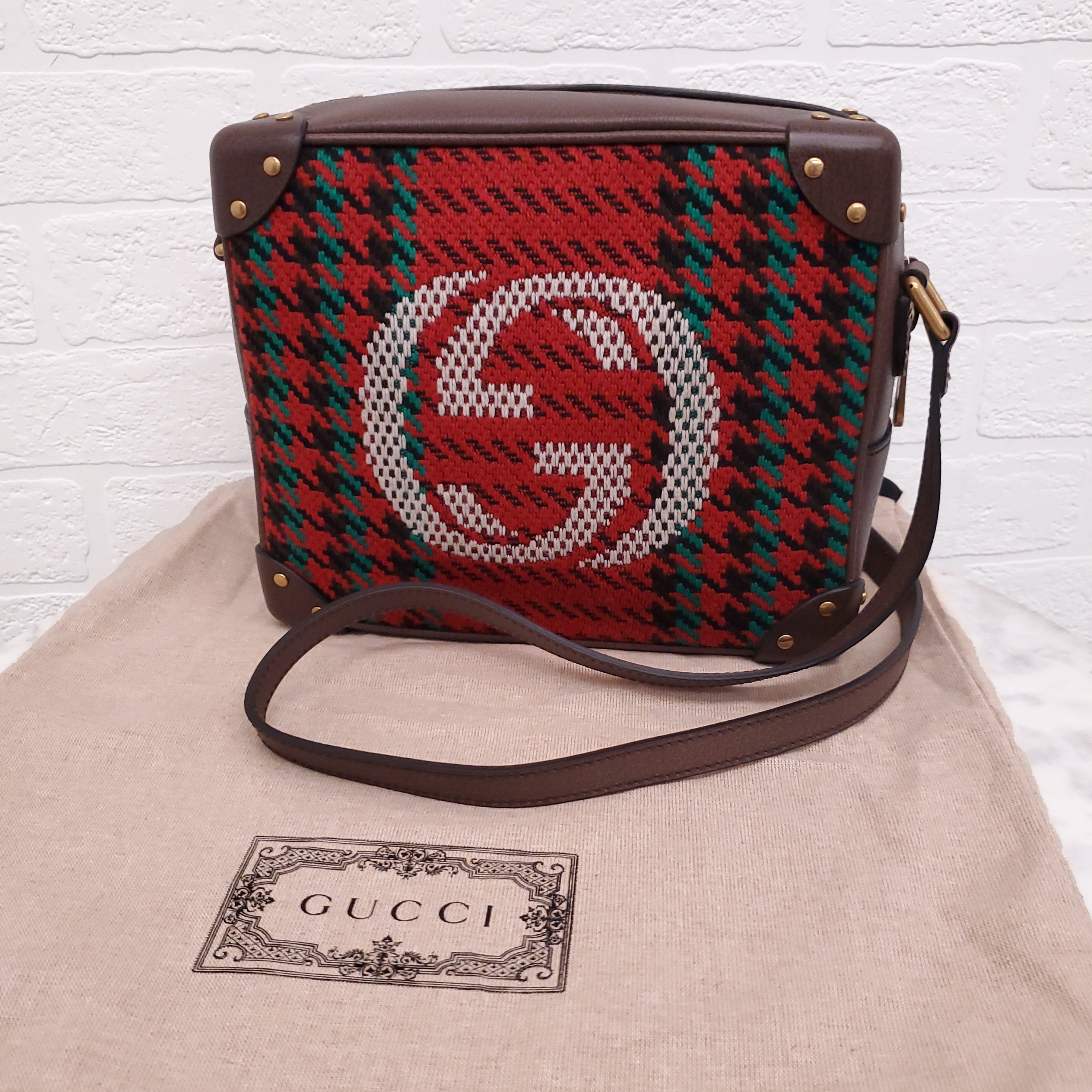 GUCCI HOUNDSTOOTH SOFT TRUNK BAG