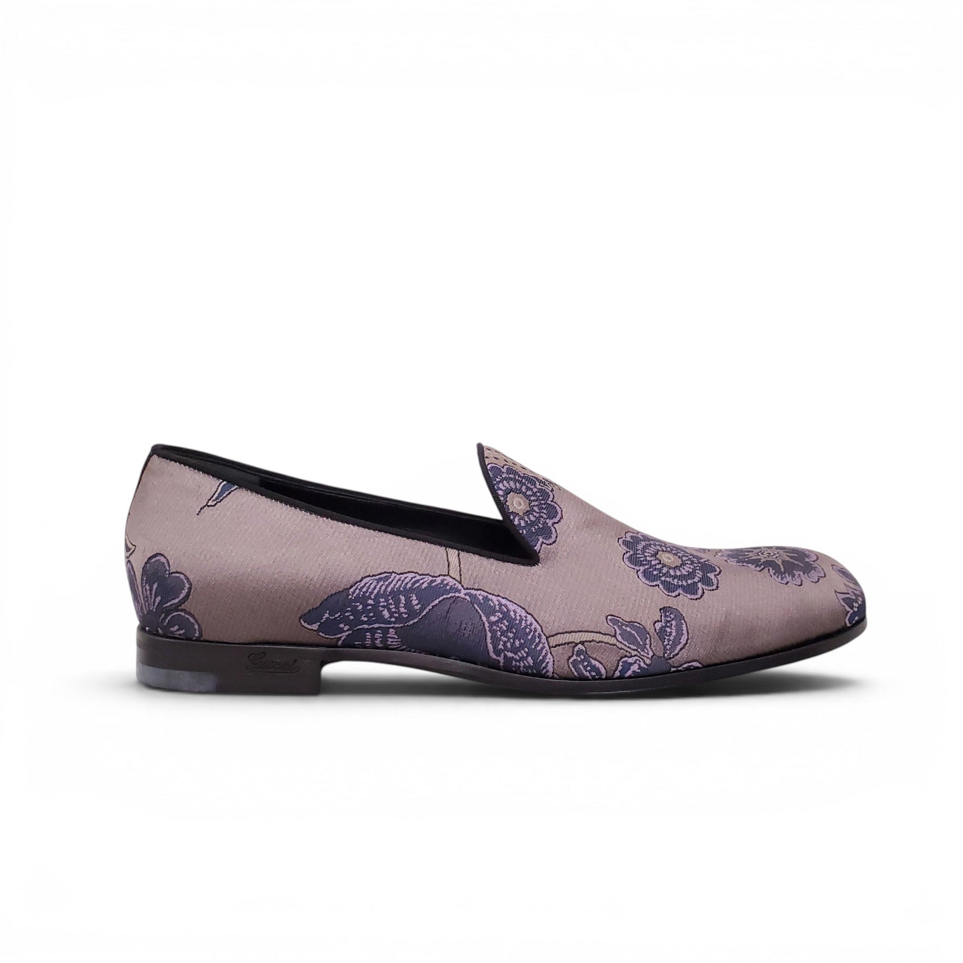 GUCCI MEN'S FLORAL SATIN LOAFERS - MEN'S SIZE US 9