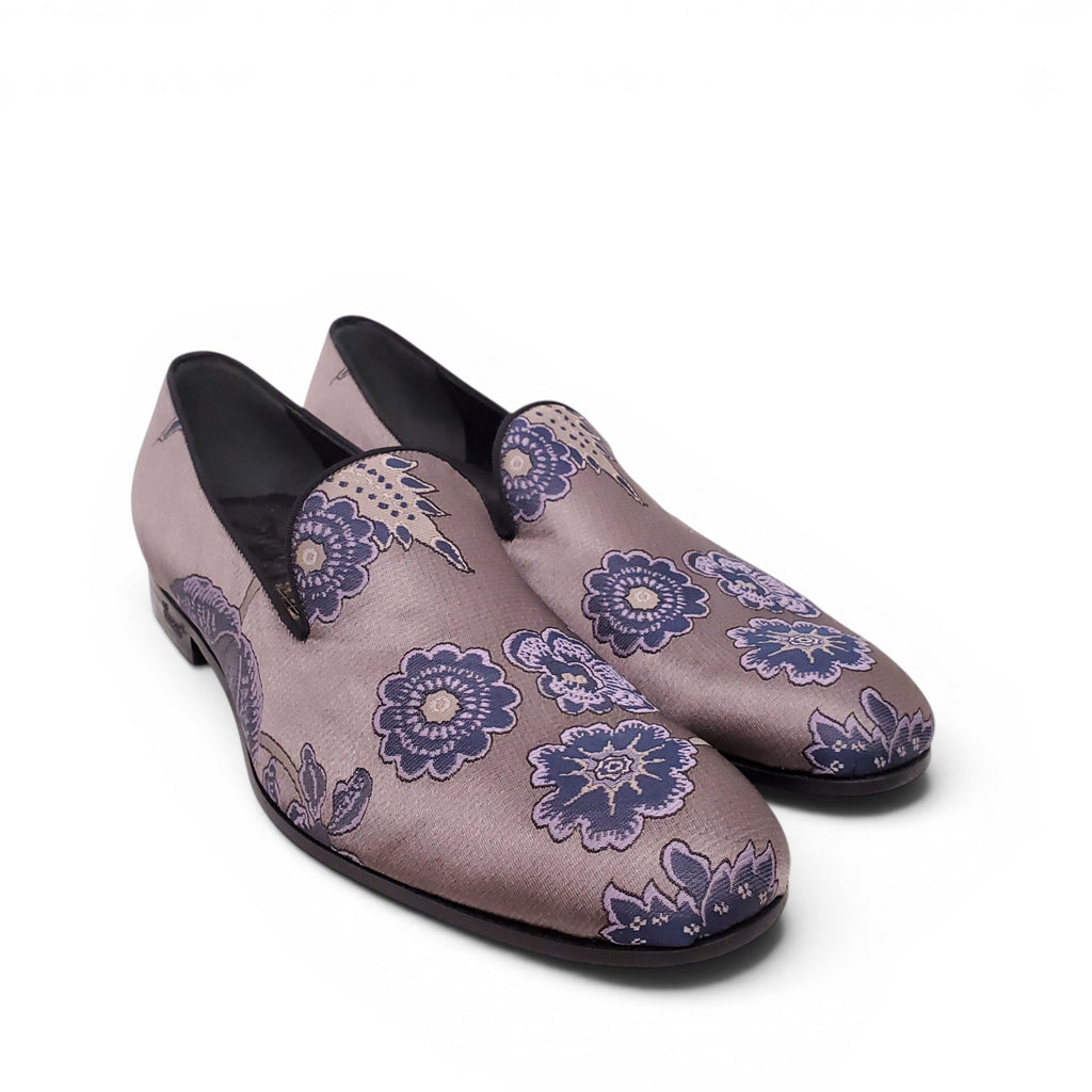 GUCCI MEN'S FLORAL SATIN LOAFERS - MEN'S SIZE US 9