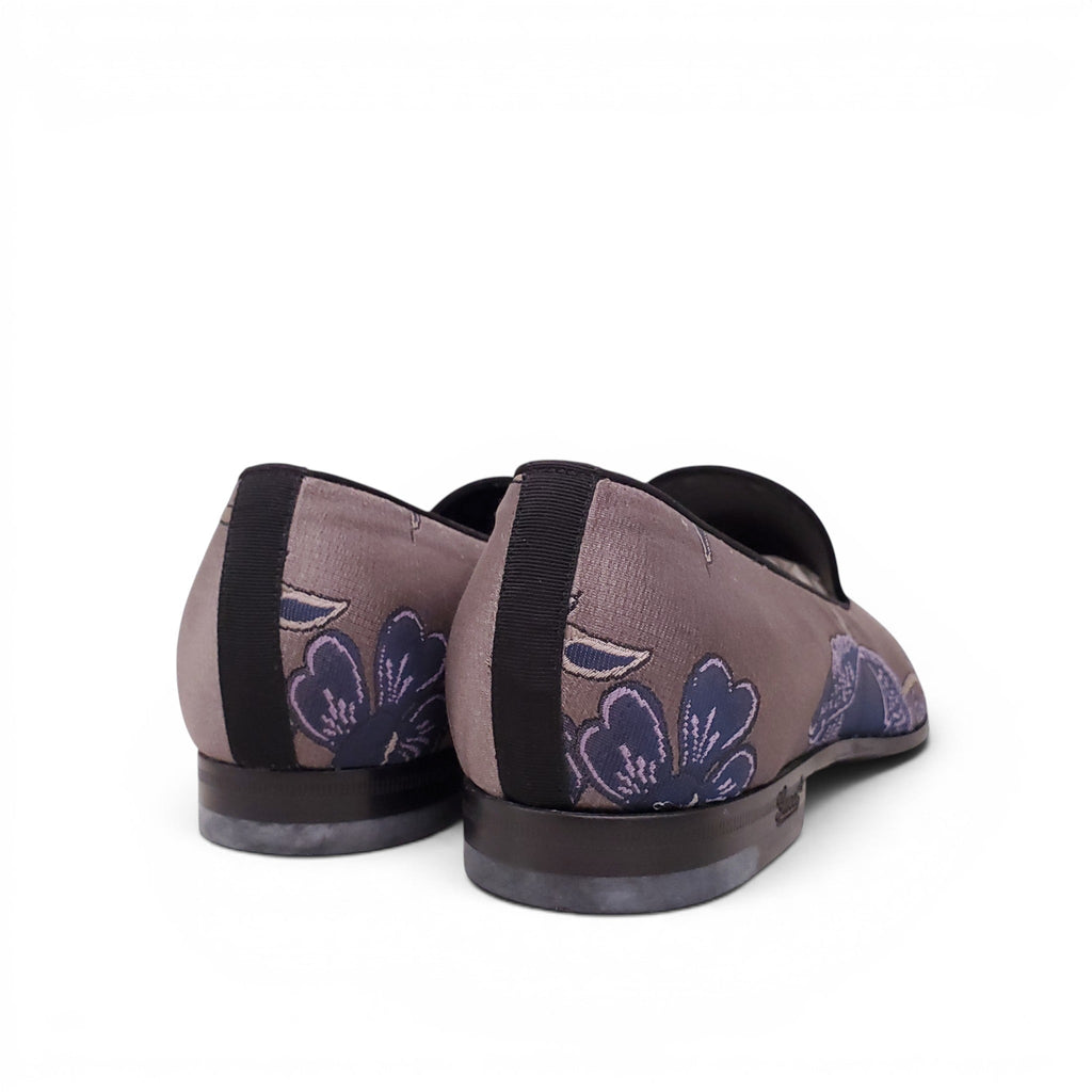 GUCCI MEN'S FLORAL SATIN LOAFERS - MEN'S SIZE US 9