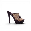 GUCCI MONOGRAM CANVAS HORSEBIT MULES - SIZE 37