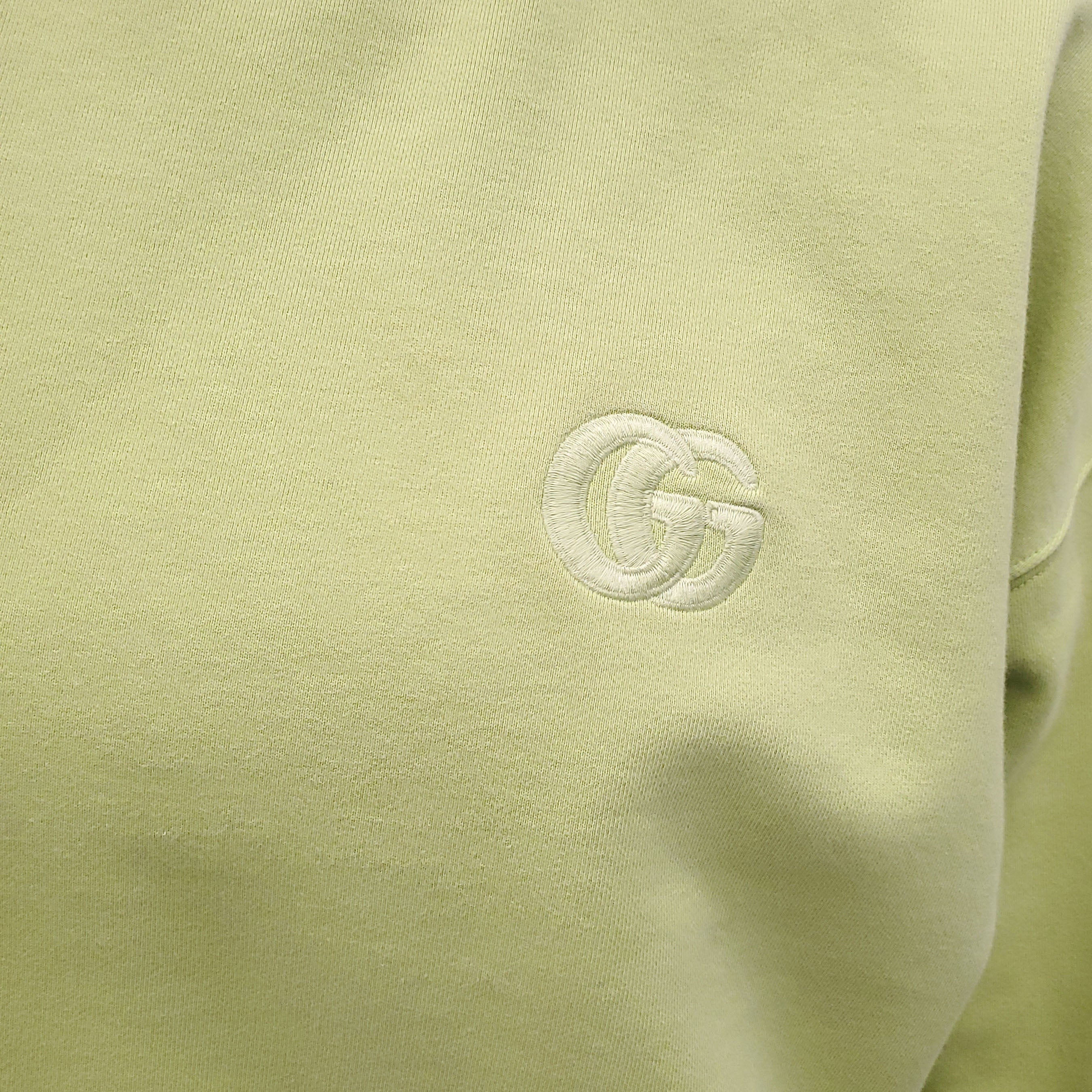 GUCCI NEON GREEN CROPPED LOGO SWEATER - SIZE M