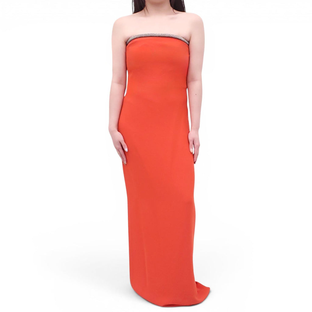 GUCCI ORANGE GOWN WITH SILVER BEADED DETAIL - SIZE 42