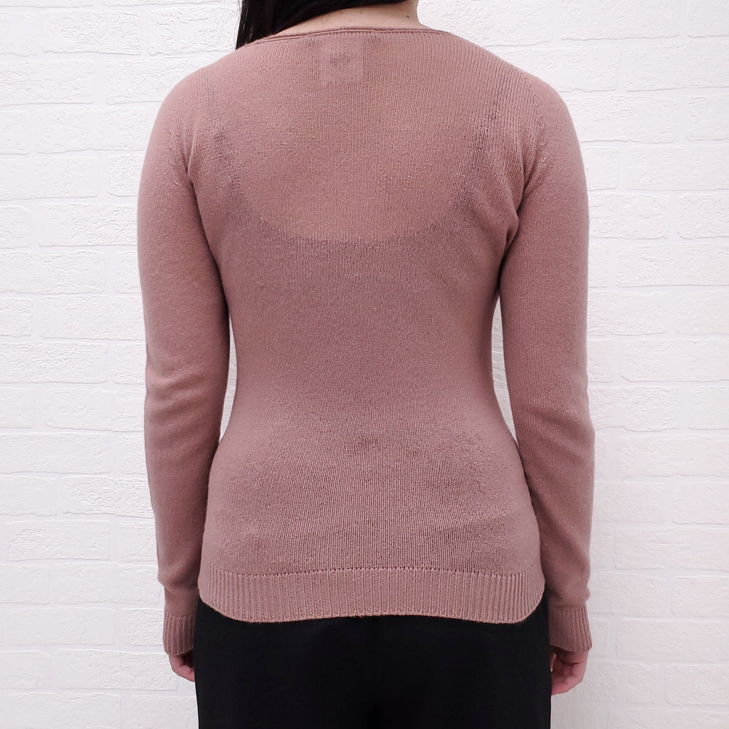 GUCCI PINK CASHMERE V NECK SWEATER - SIZE S