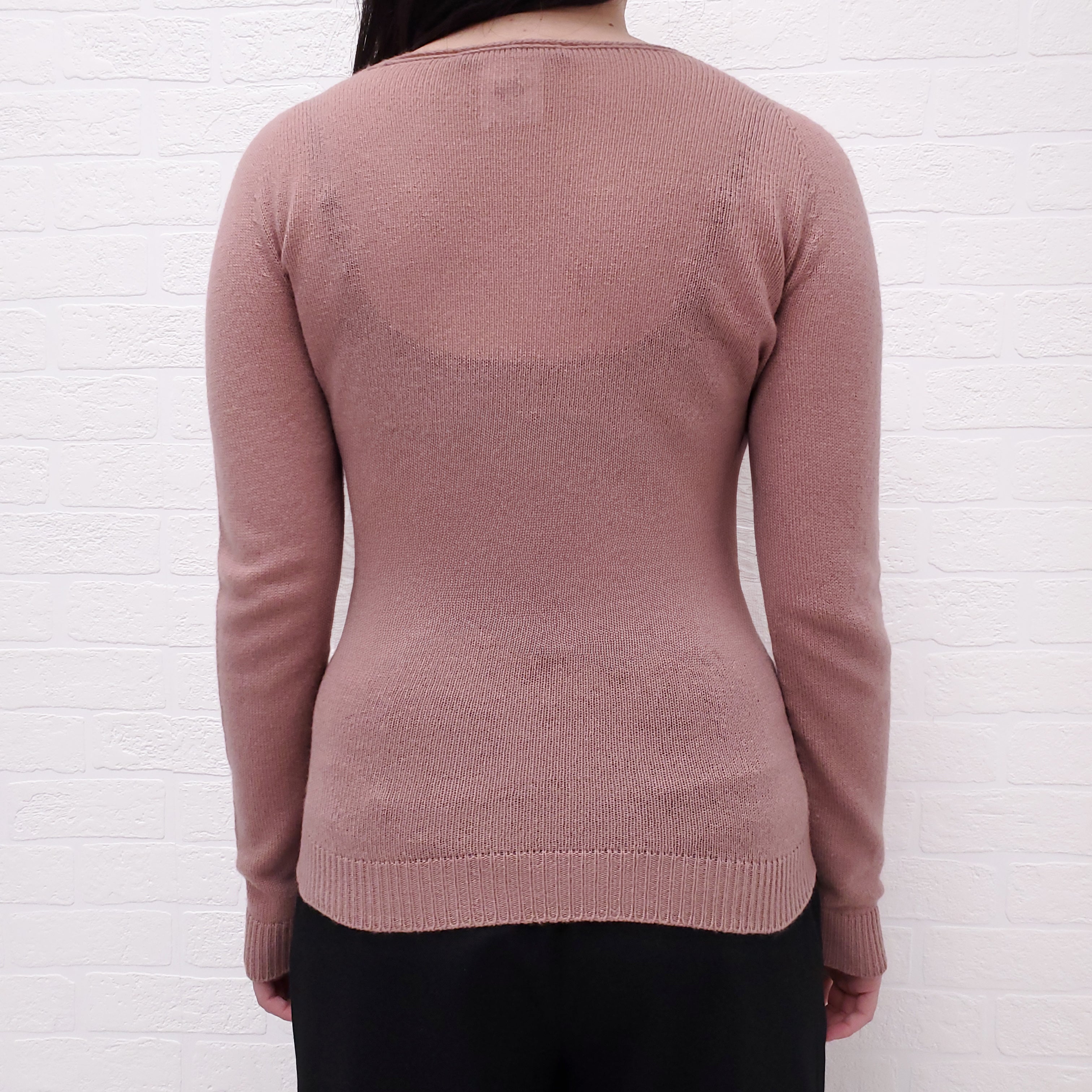 GUCCI PINK CASHMERE V NECK SWEATER - SIZE S