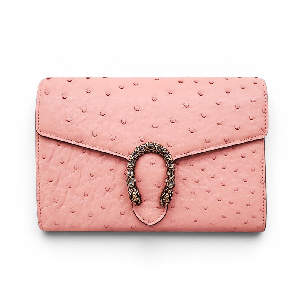 GUCCI PINK OSTRICH DIONYSUS BAG