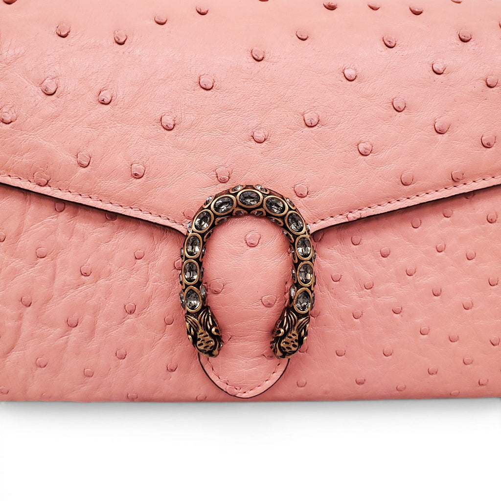 GUCCI PINK OSTRICH DIONYSUS BAG