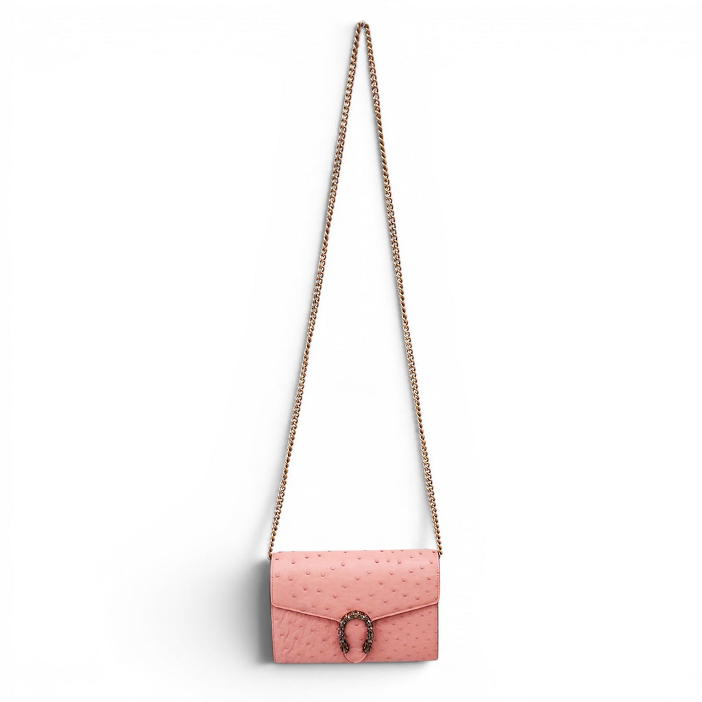 GUCCI PINK OSTRICH DIONYSUS BAG