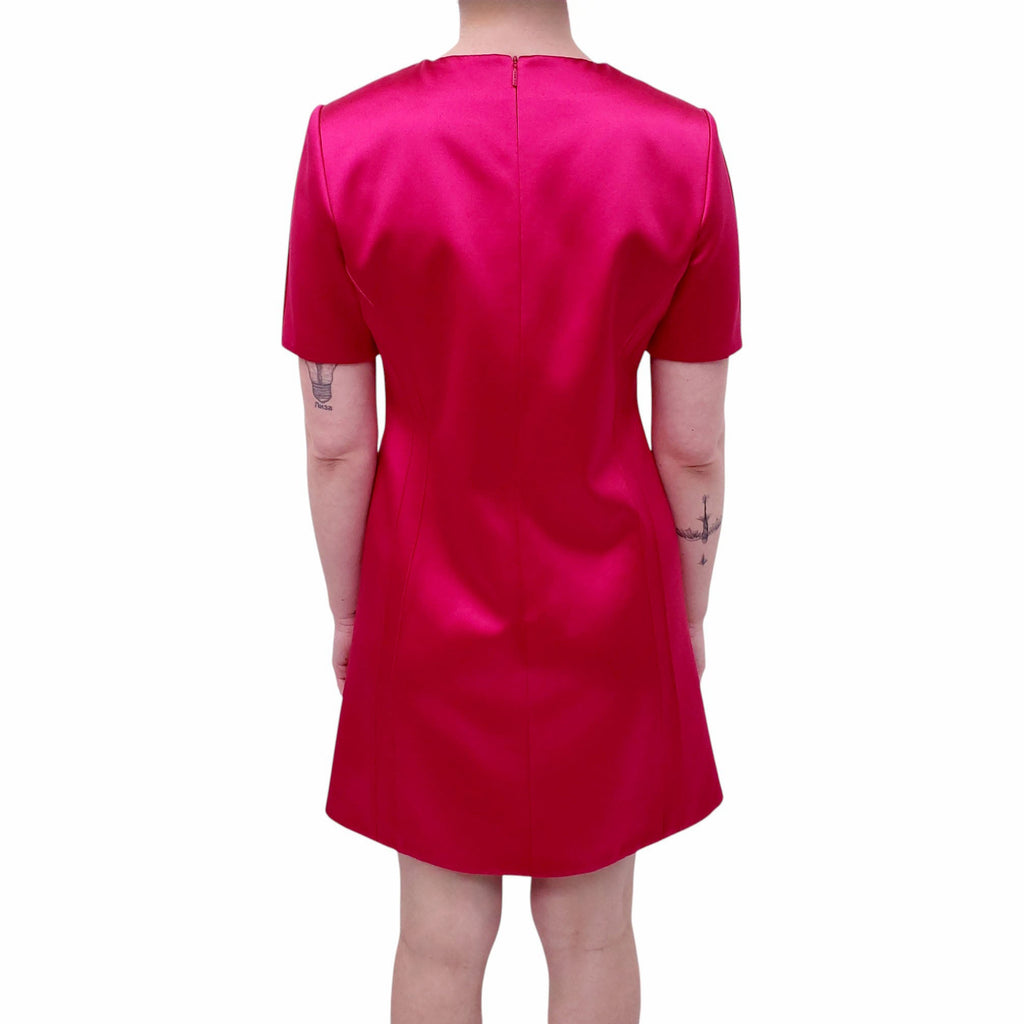 GUCCI PINK SATIN SHORT SLEEVE DRESS WITH ZIPPER DETAIL - SIZE 40