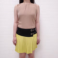 GUCCI PLEATED DRESS WITH LEATHER CLASP DETAIL - SIZE 40