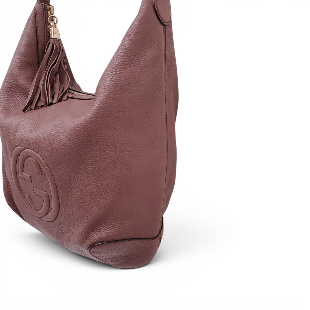 GUCCI ROSE PINK LARGE SOHO TASSLE CHAIN CROSSBODY BAG