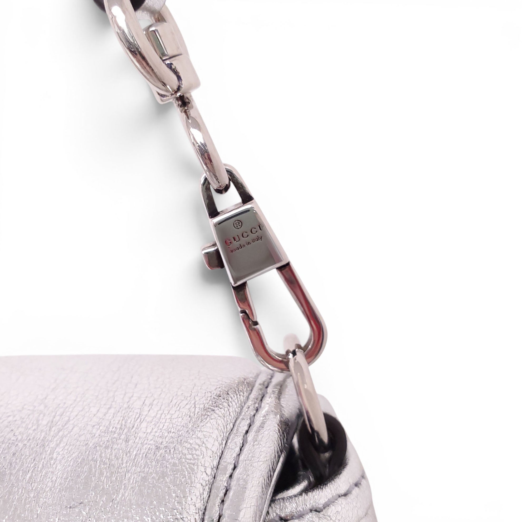 GUCCI SILVER METALLIC HORSEBIT CHAIN BAG
