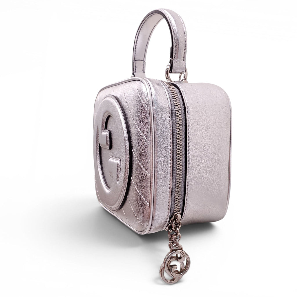 GUCCI SILVER METALLIC LOGO CROSSBODY BAG