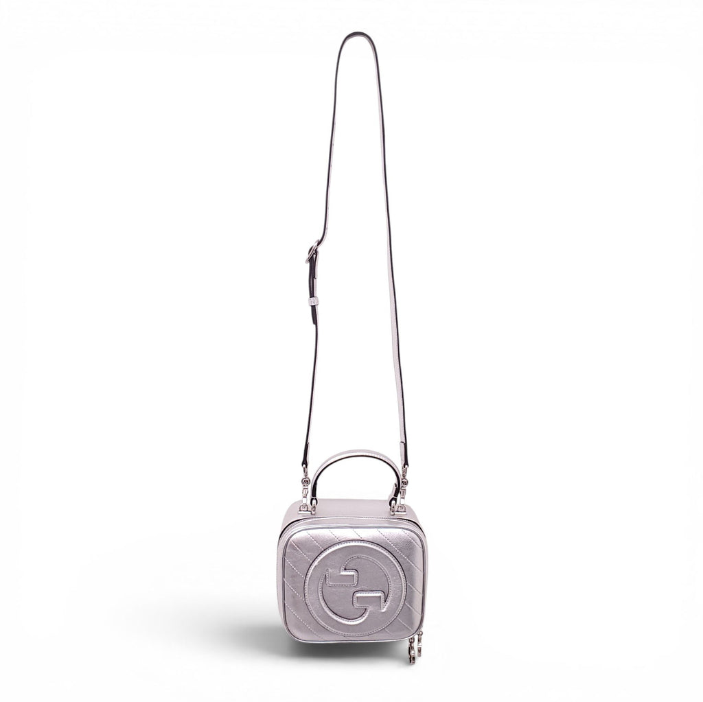 GUCCI SILVER METALLIC LOGO CROSSBODY BAG