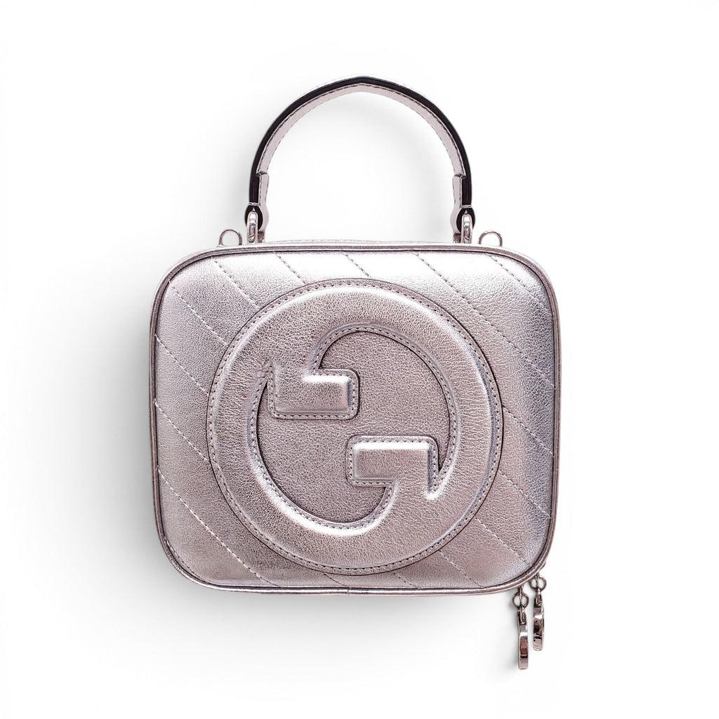 GUCCI SILVER METALLIC LOGO CROSSBODY BAG