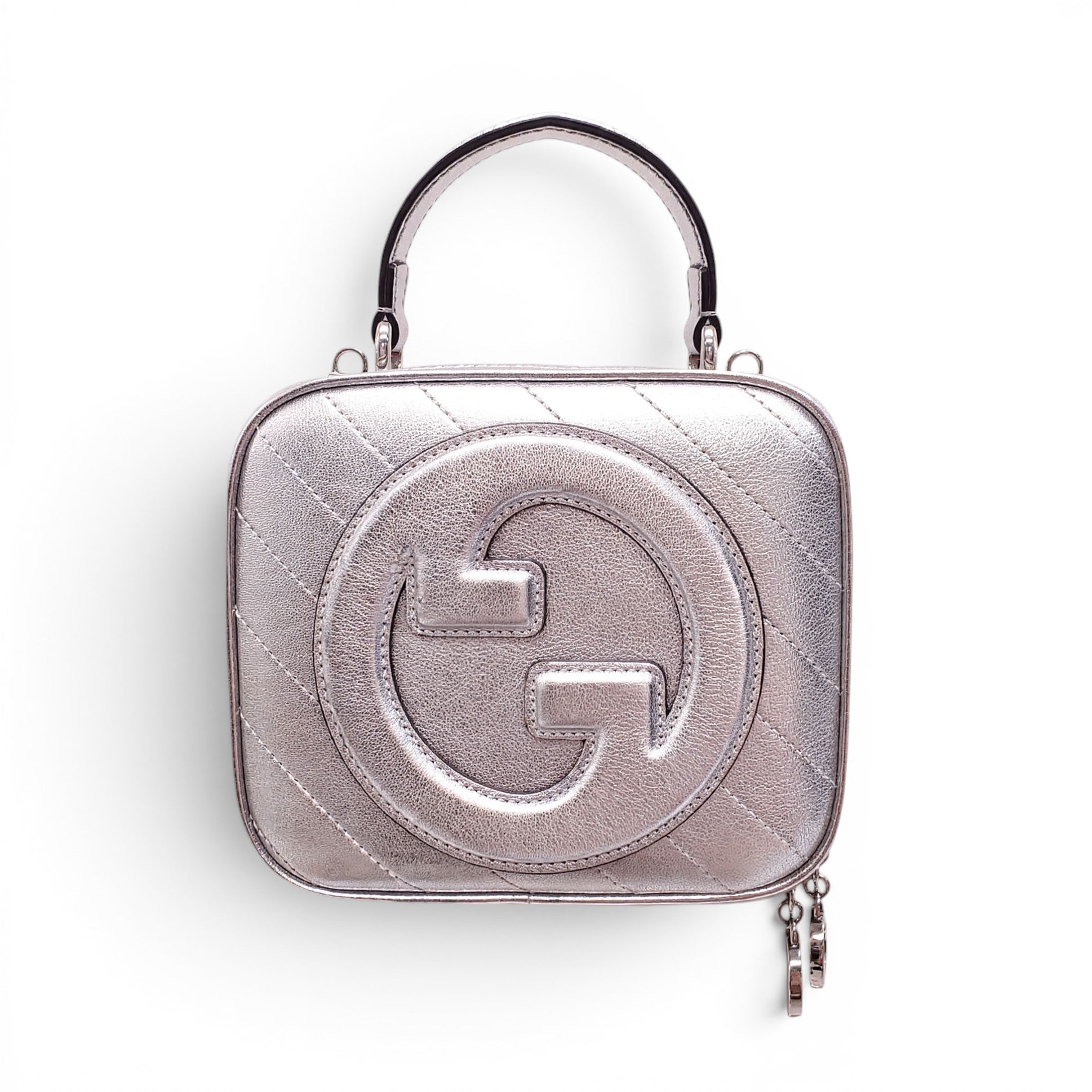 GUCCI SILVER METALLIC LOGO CROSSBODY BAG