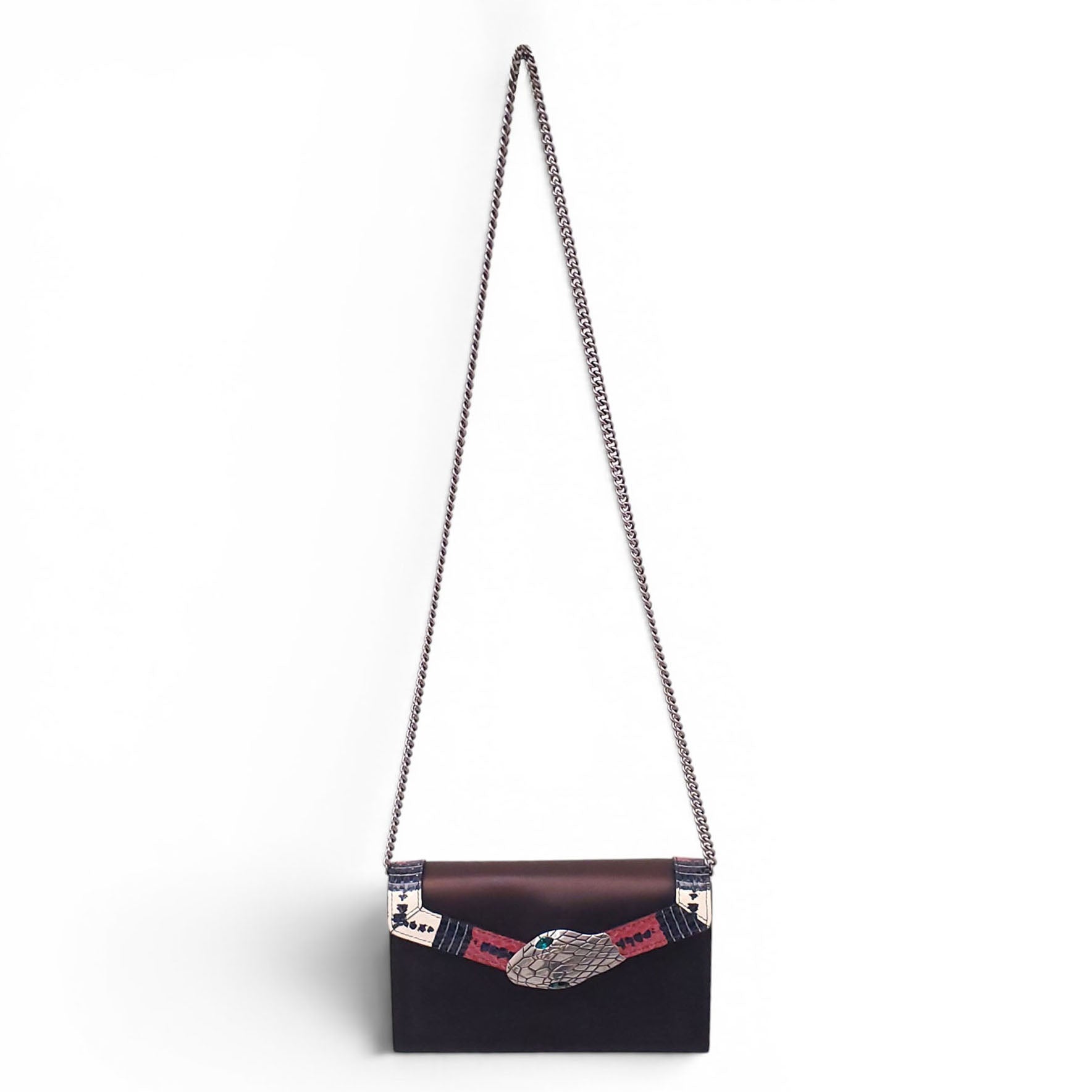 GUCCI SNAKESKIN-TRIMMED BLACK LILITH CHAIN BAG