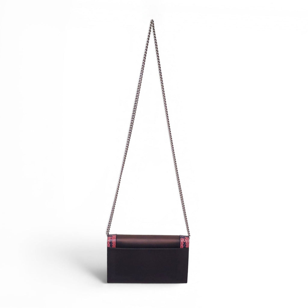 GUCCI SNAKESKIN-TRIMMED BLACK LILITH CHAIN BAG