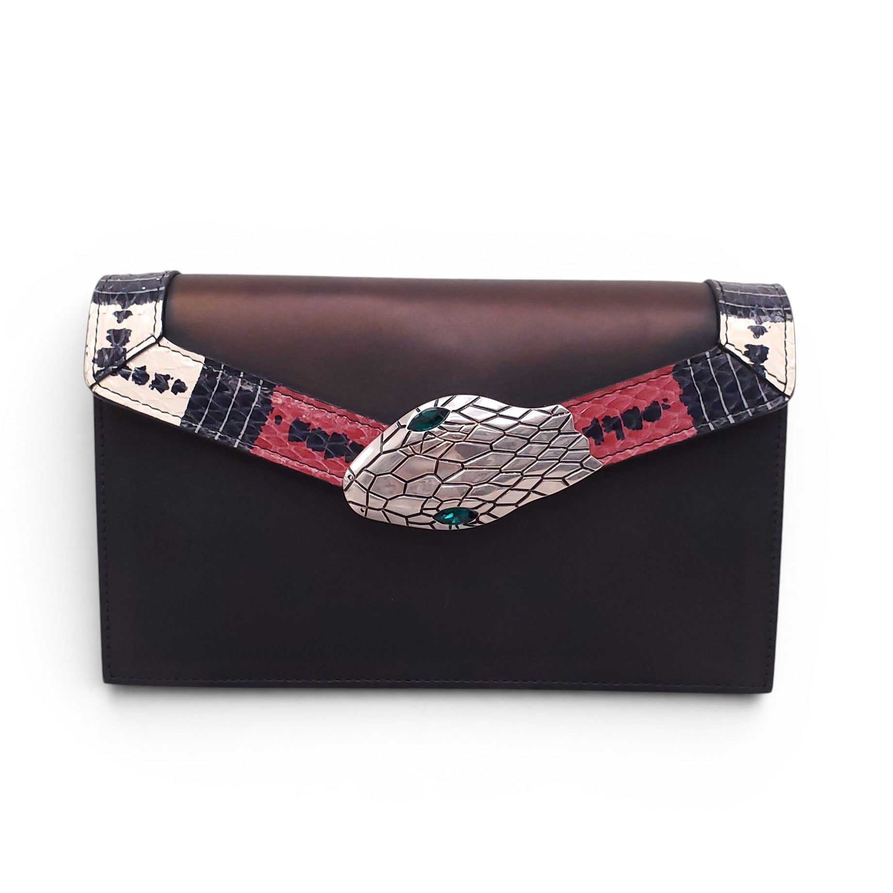 GUCCI SNAKESKIN-TRIMMED BLACK LILITH CHAIN BAG