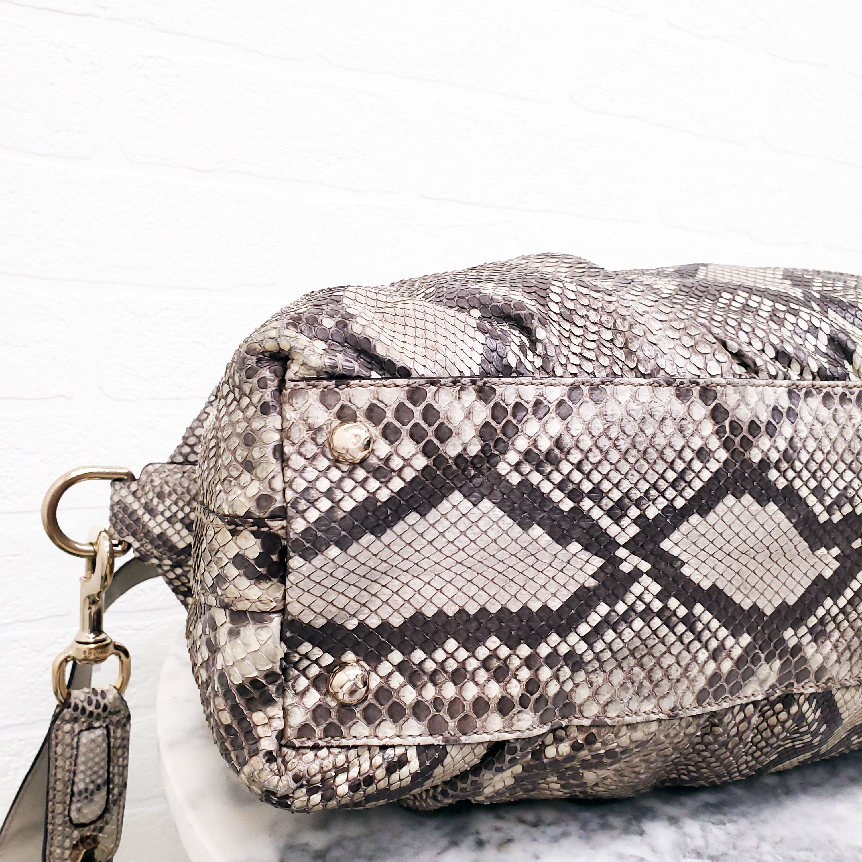 GUCCI SNAKESKIN HANDBAG WITH BAMBOO HANDLE
