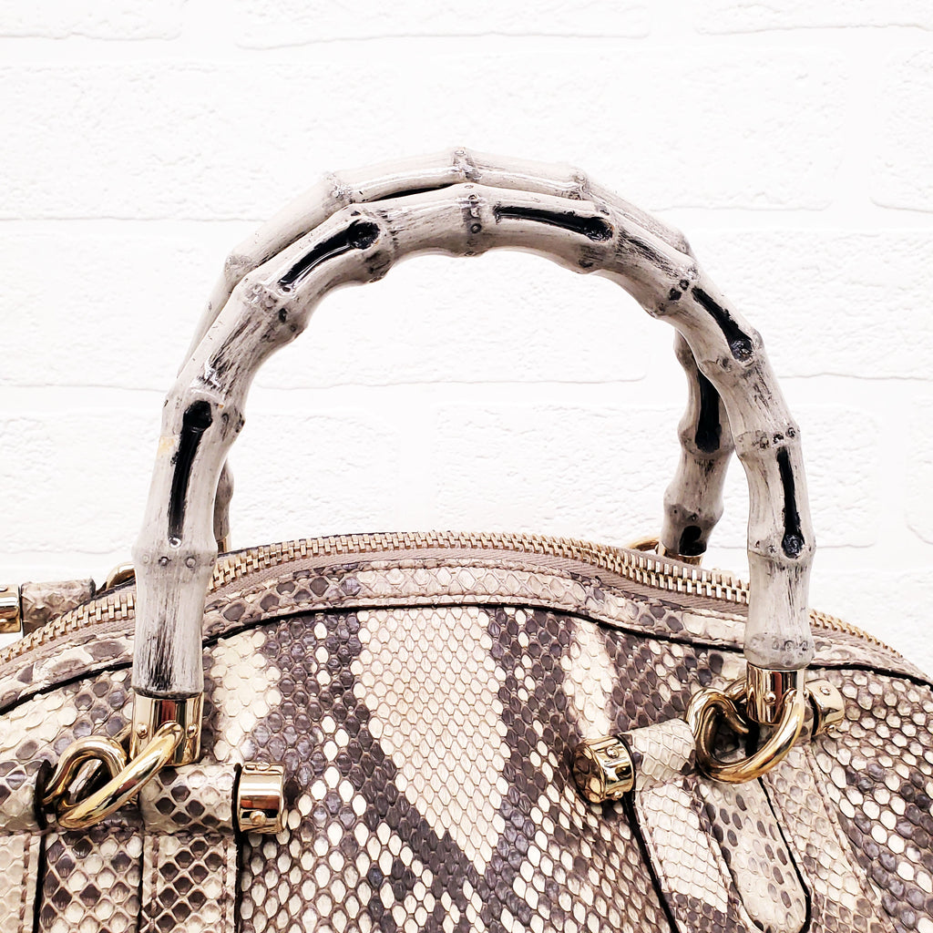 GUCCI SNAKESKIN HANDBAG WITH BAMBOO HANDLE