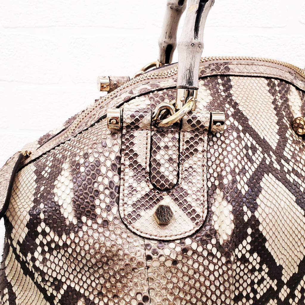 GUCCI SNAKESKIN HANDBAG WITH BAMBOO HANDLE