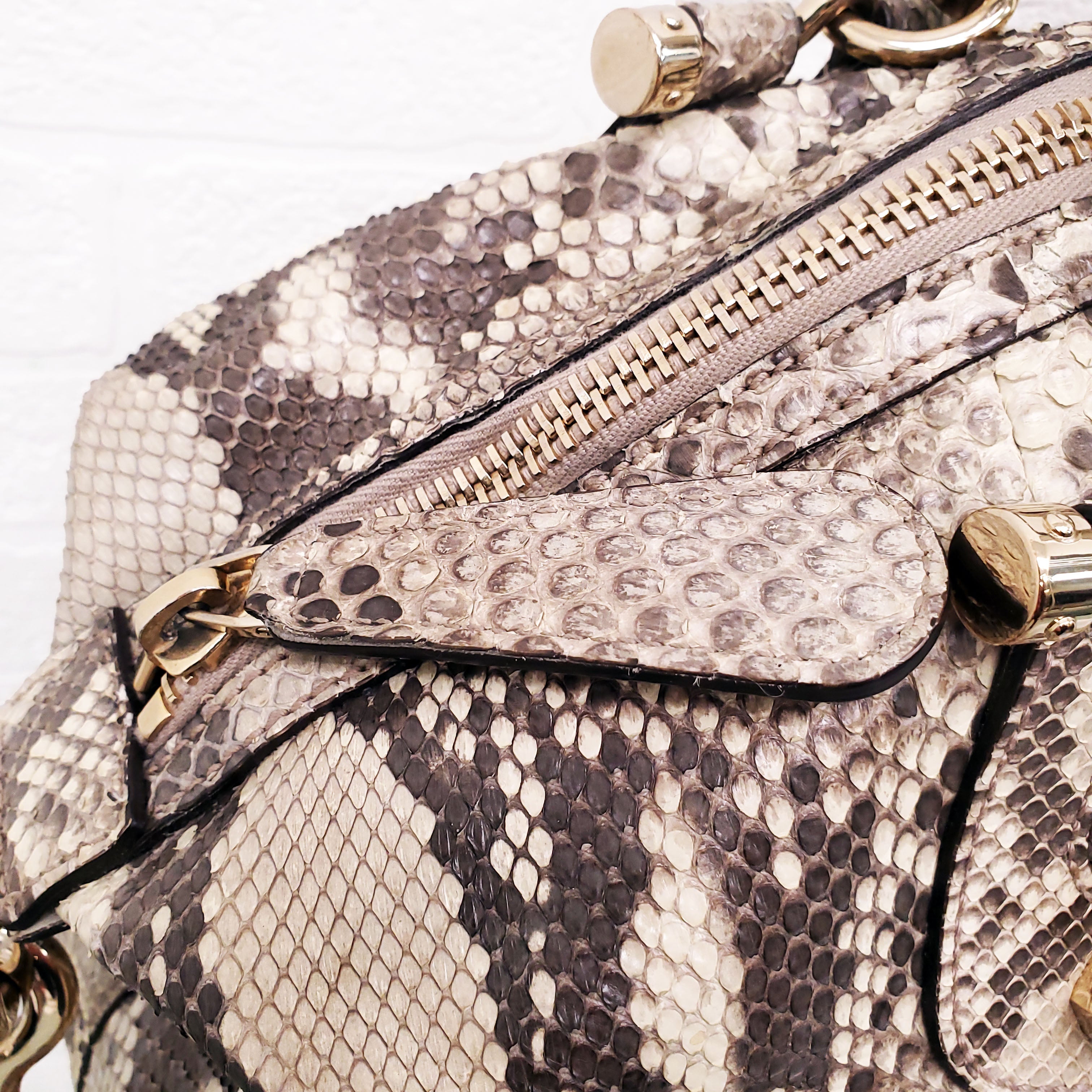 GUCCI SNAKESKIN HANDBAG WITH BAMBOO HANDLE