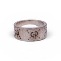 GUCCI STERLING SILVER SKULL LOGO RING - SIZE 9.5