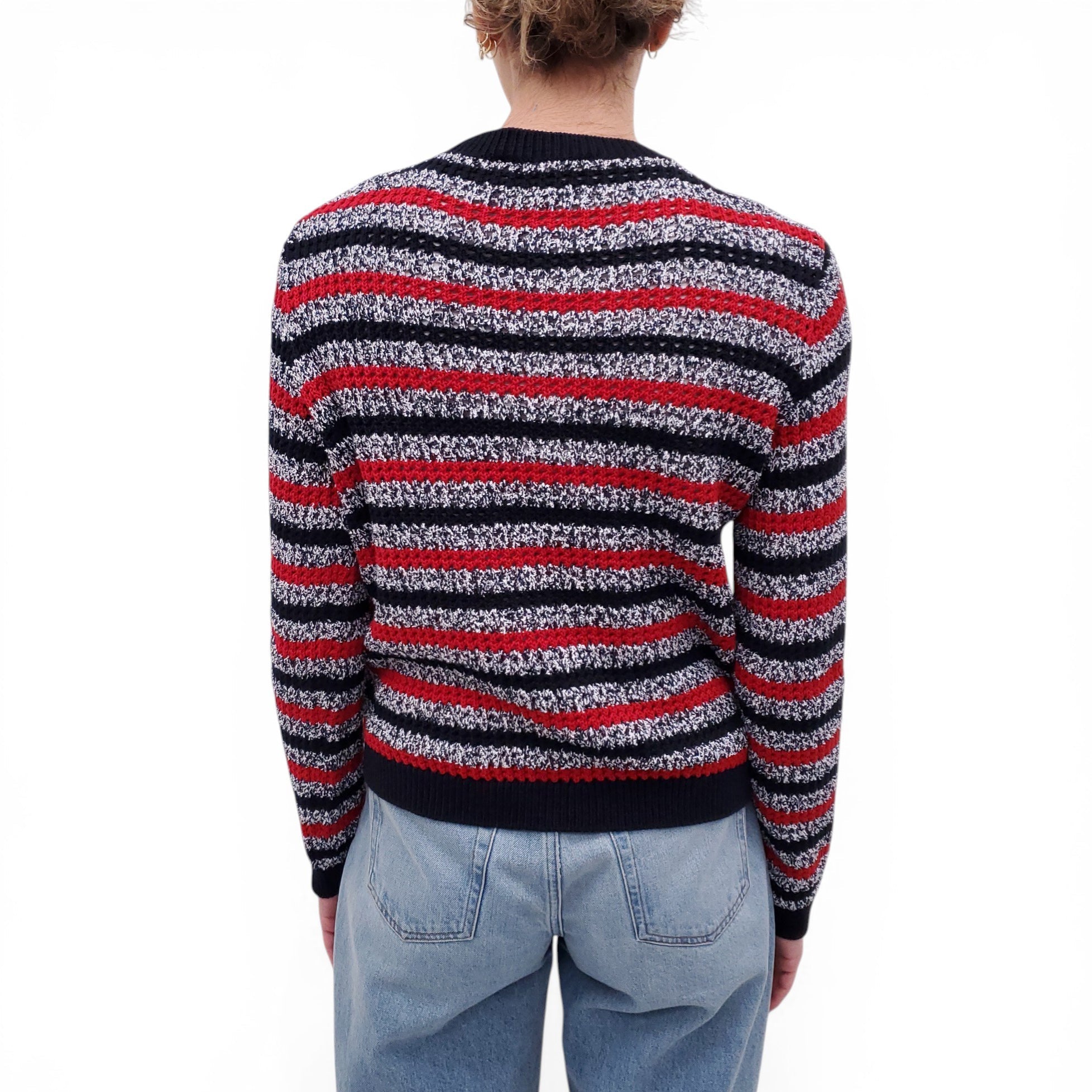GUCCI STRIPED LOGO CARDIGAN WITH LOGO BUTTONS - SIZE S
