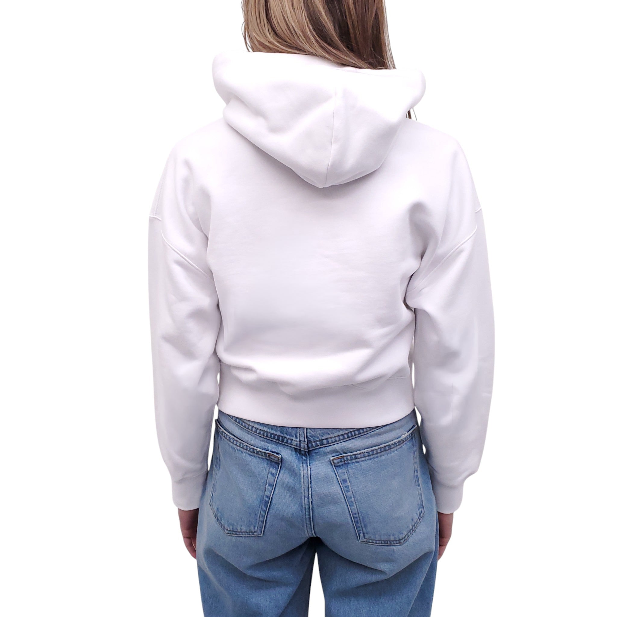 GUCCI WHITE CROPPED LOGO HOODIE - SIZE XXS