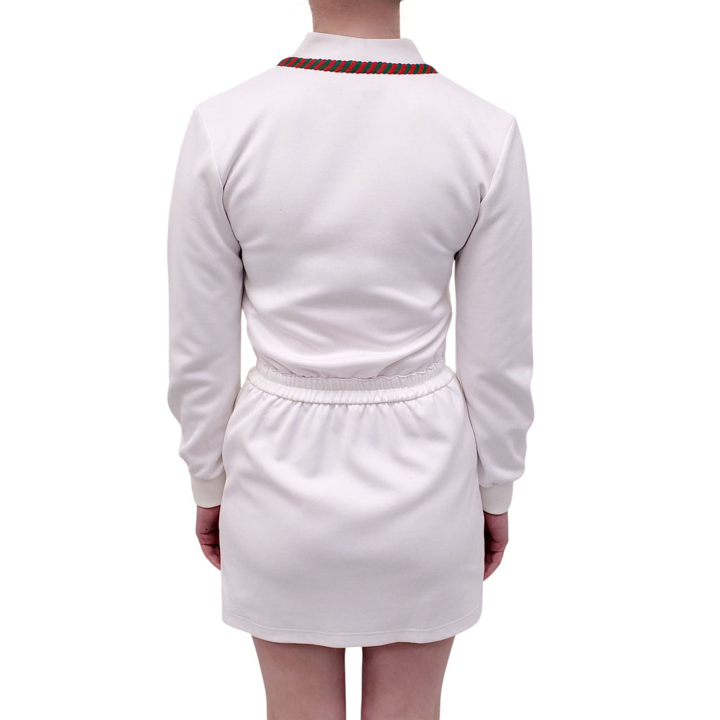 GUCCI WHITE DRESS WITH RED AND GREEN LOGO - SIZE XS