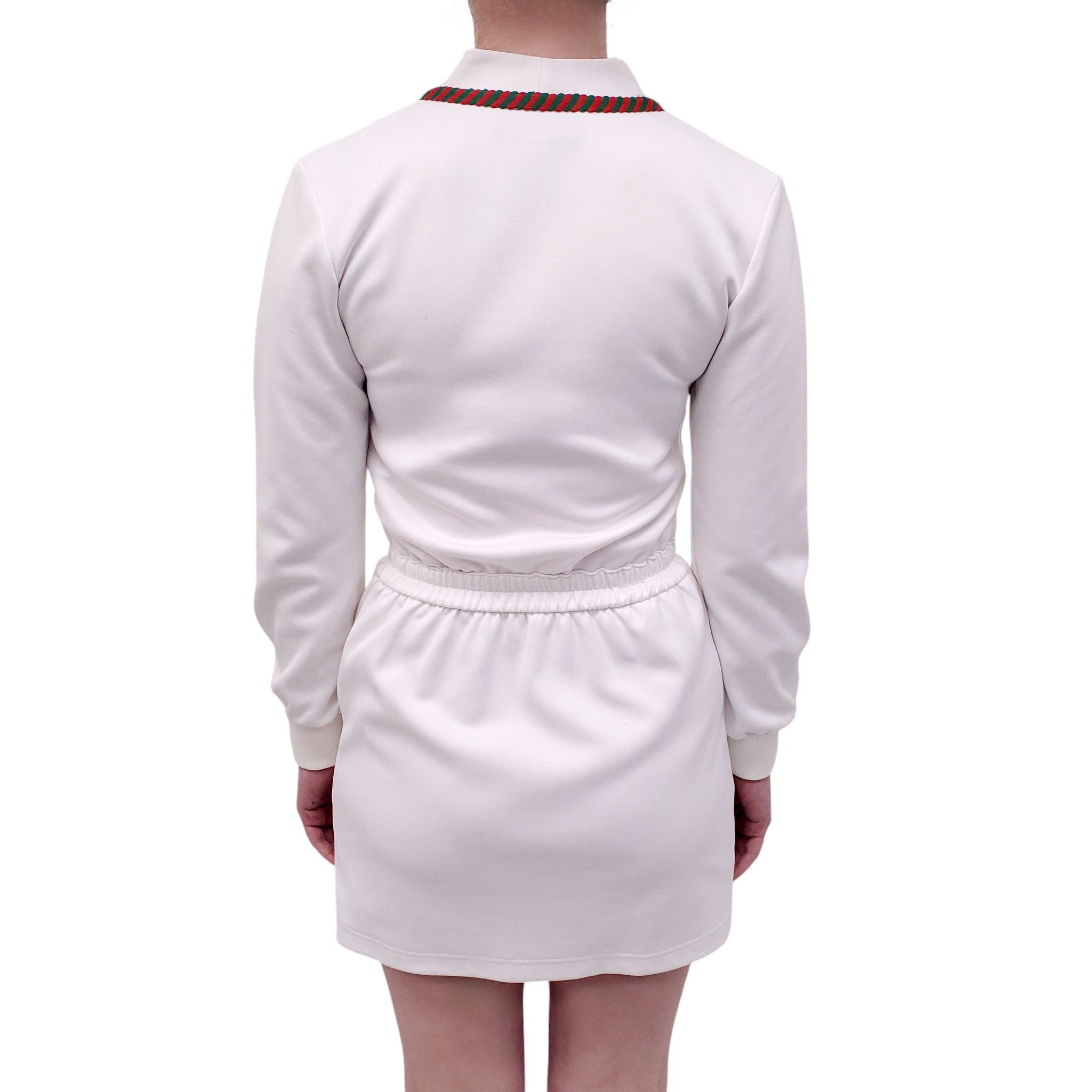 GUCCI WHITE DRESS WITH RED AND GREEN LOGO - SIZE XS
