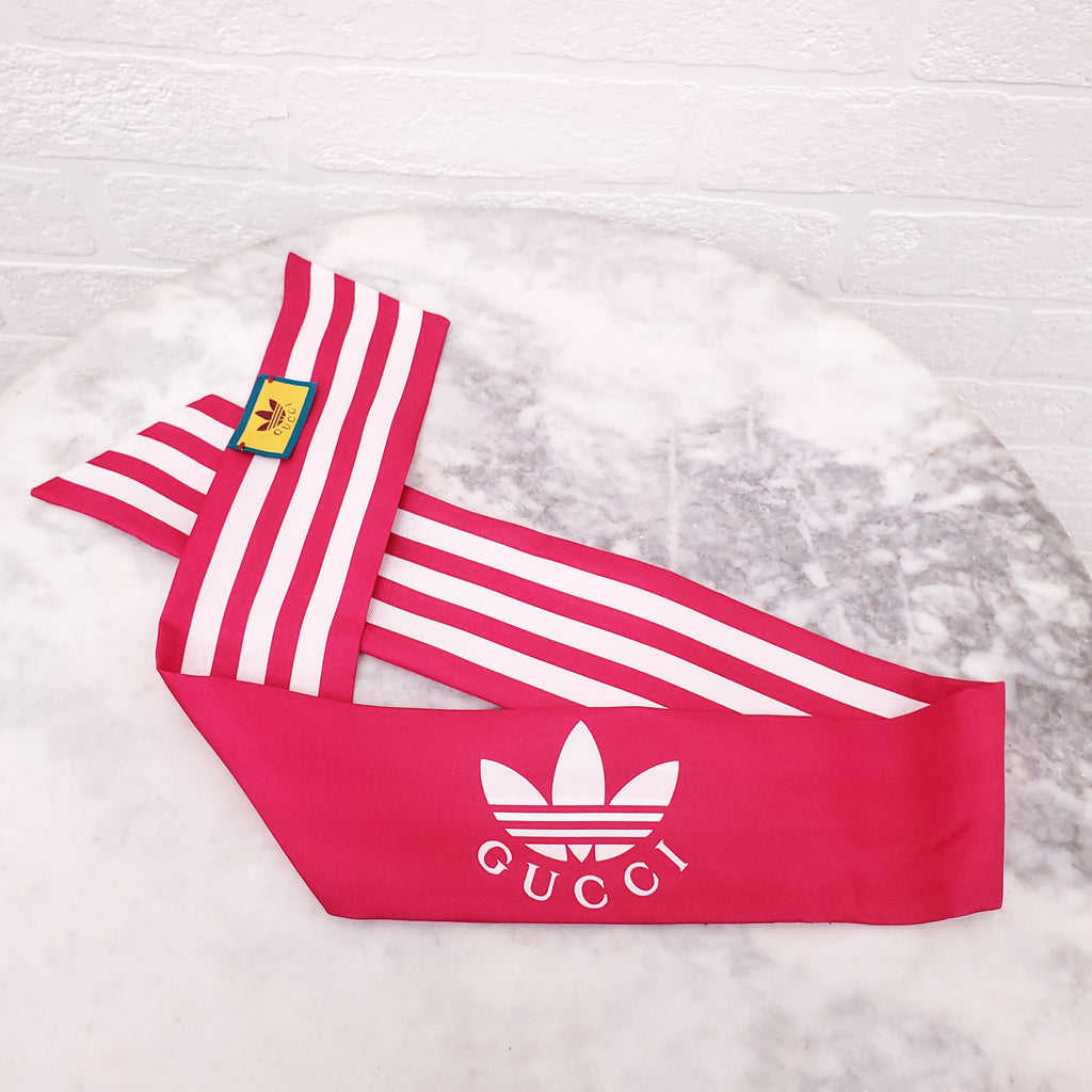 GUCCI X ADIDAS PINK LOGO SILK TWILLY