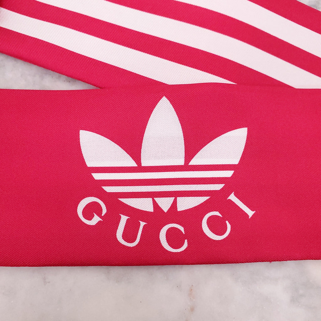 GUCCI X ADIDAS PINK LOGO SILK TWILLY