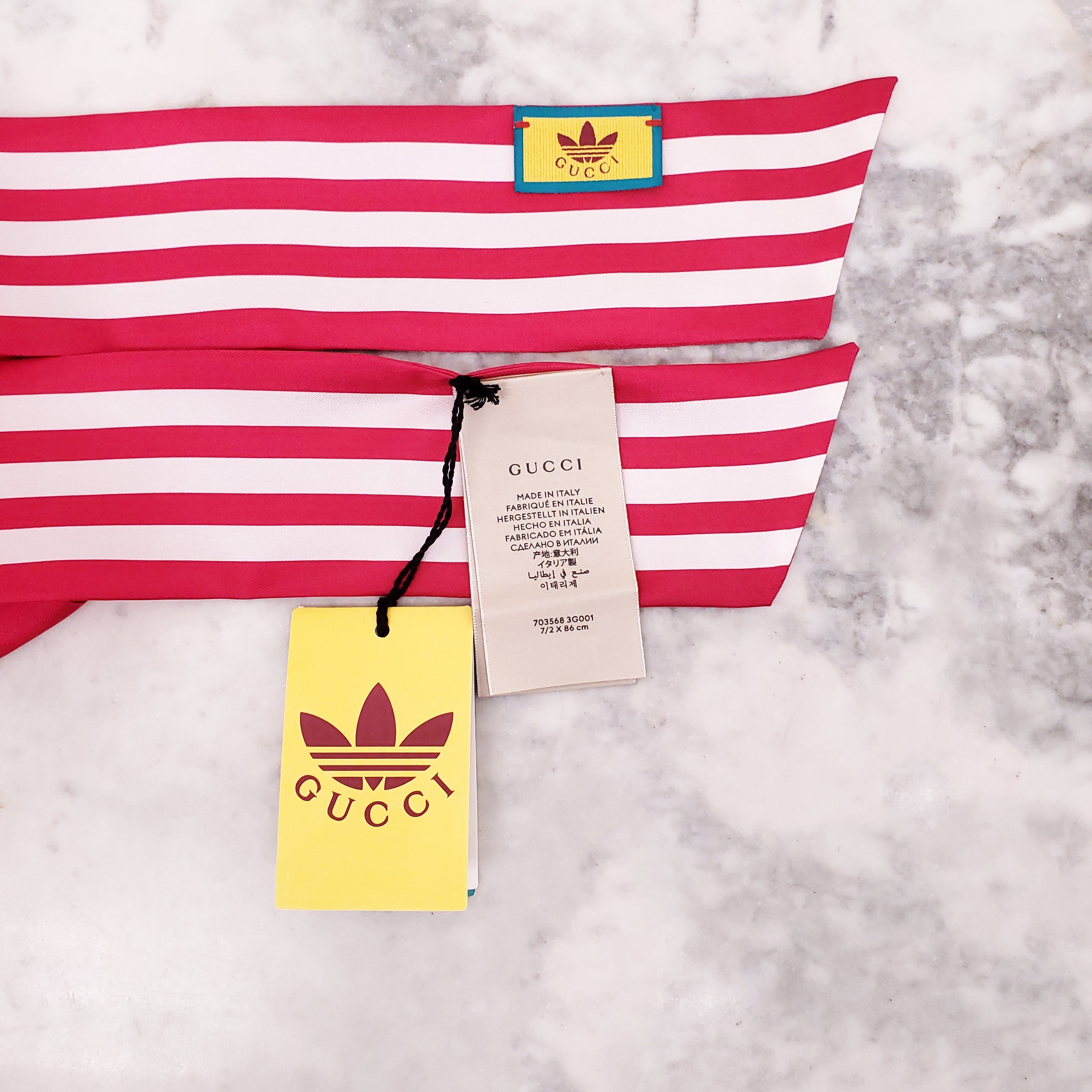 GUCCI X ADIDAS PINK LOGO SILK TWILLY