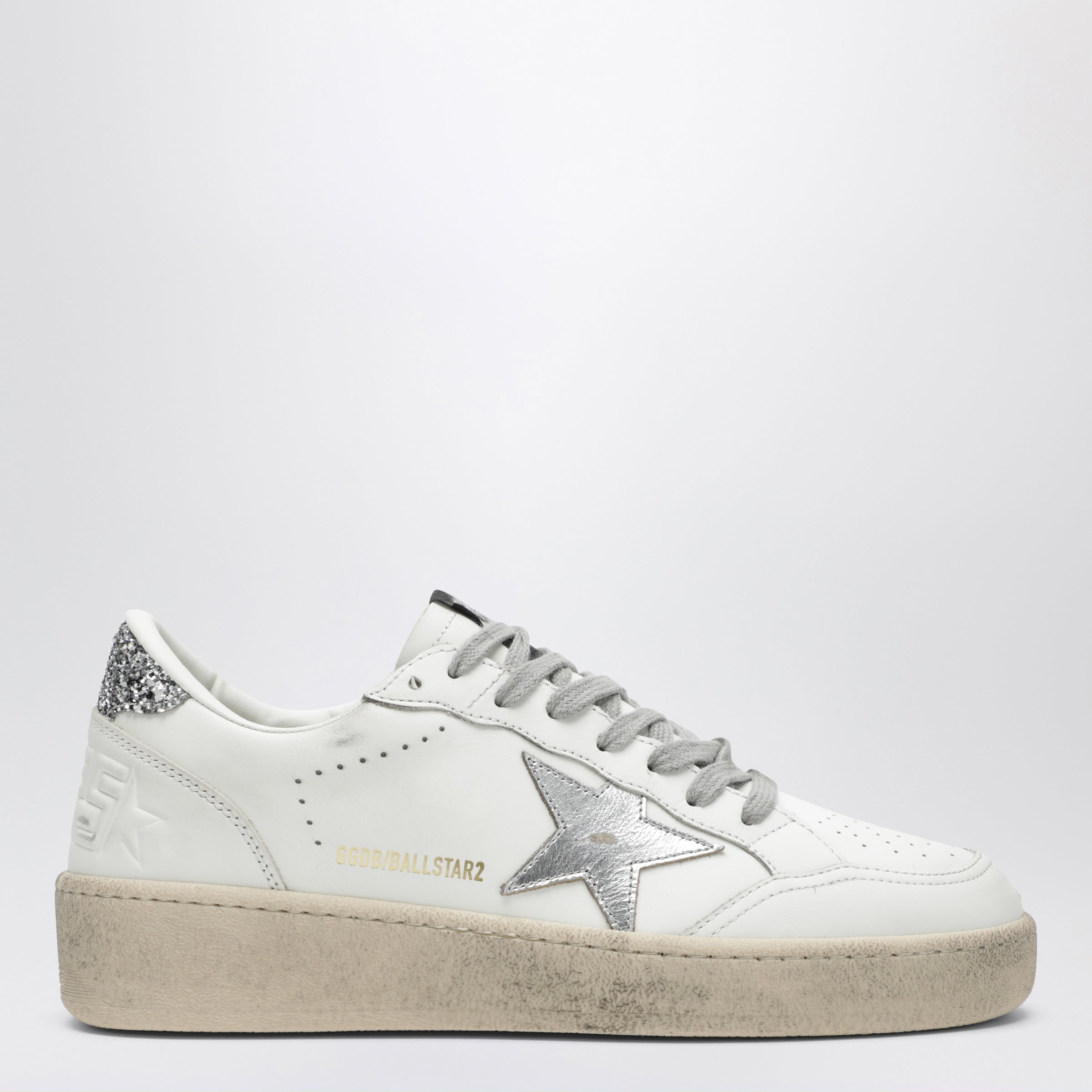 Golden Goose White/Silver/Platinum Glitter Ball Star Sneakers Women