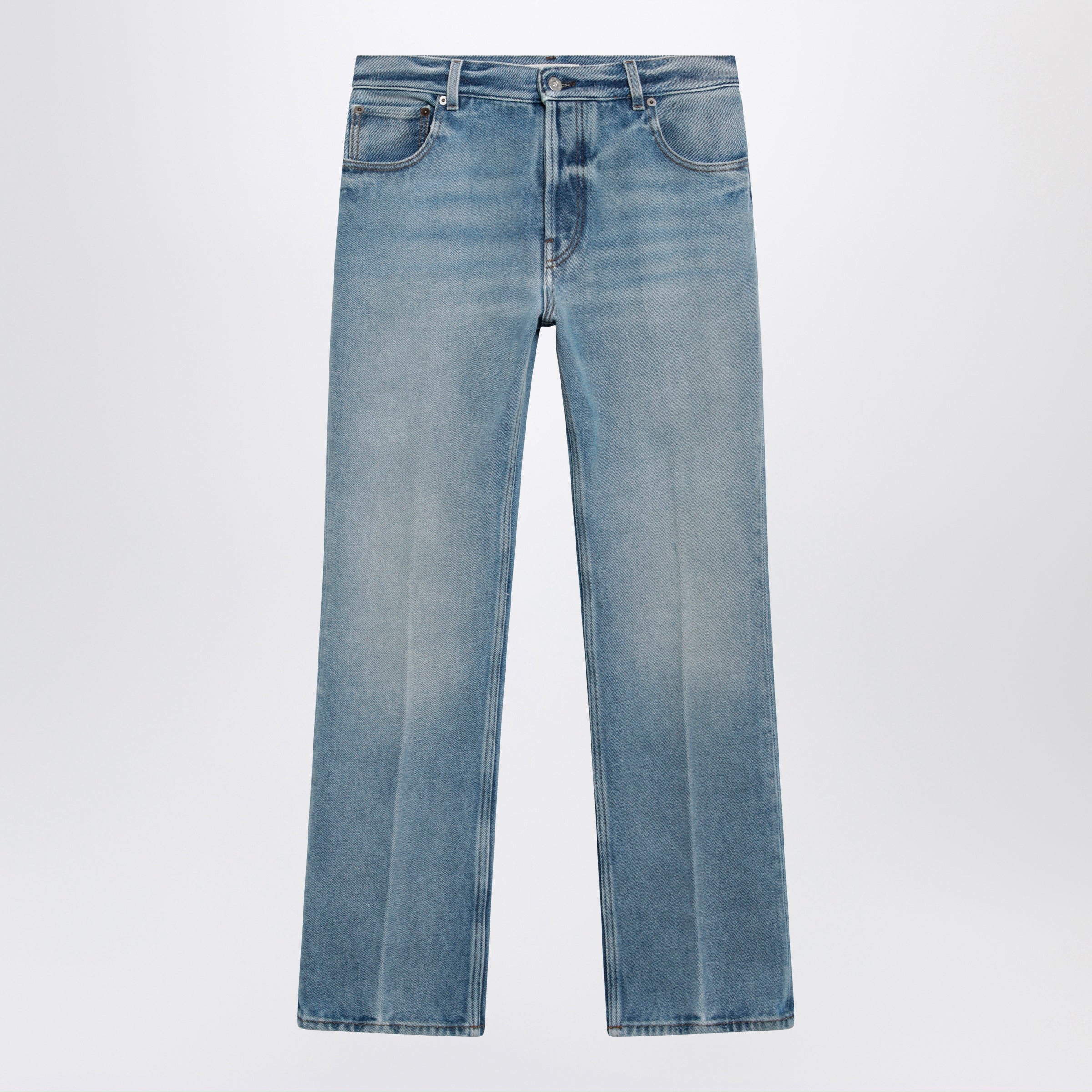 Miu Miu Light Blue Washed Denim Trousers Women