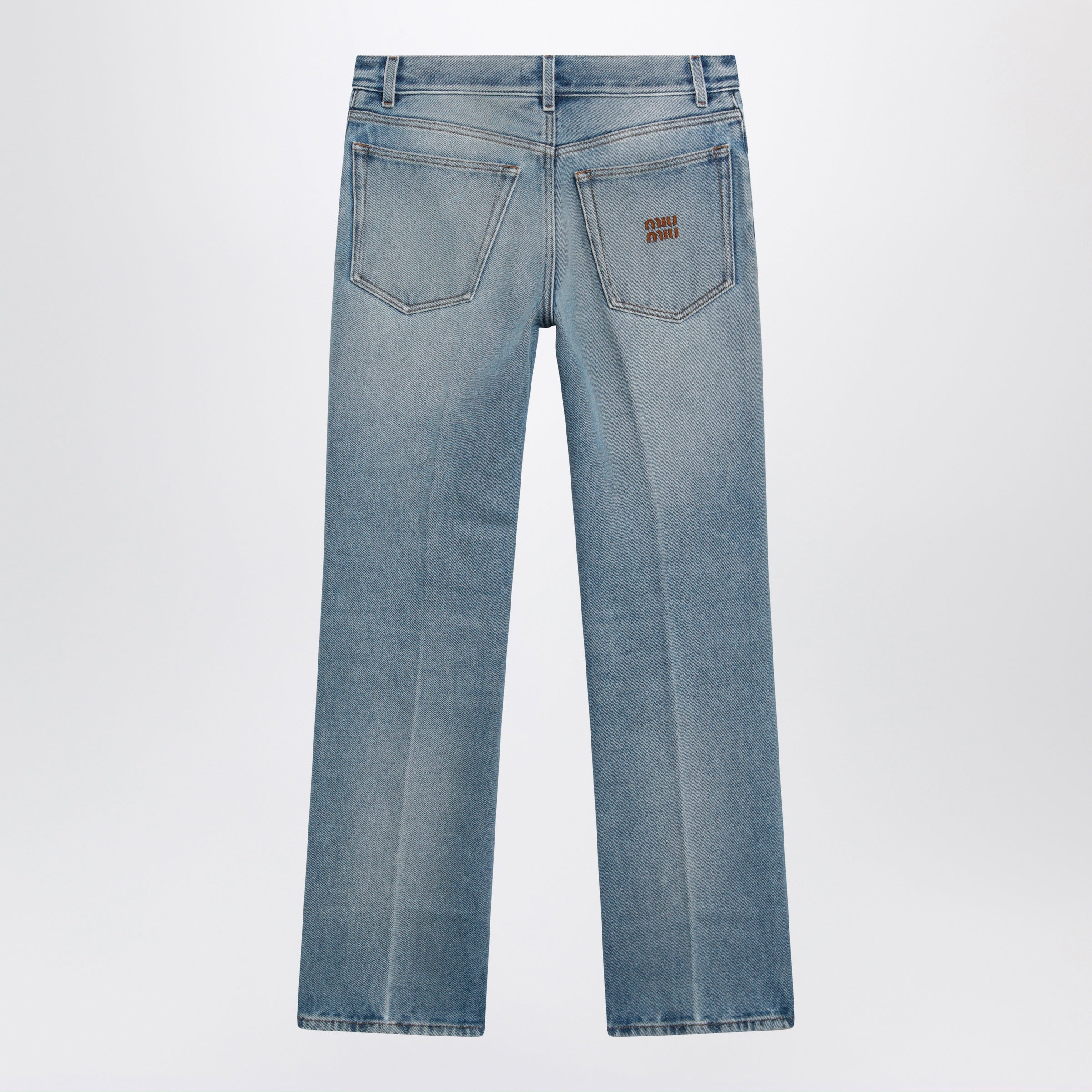 Miu Miu Light Blue Washed Denim Trousers Women