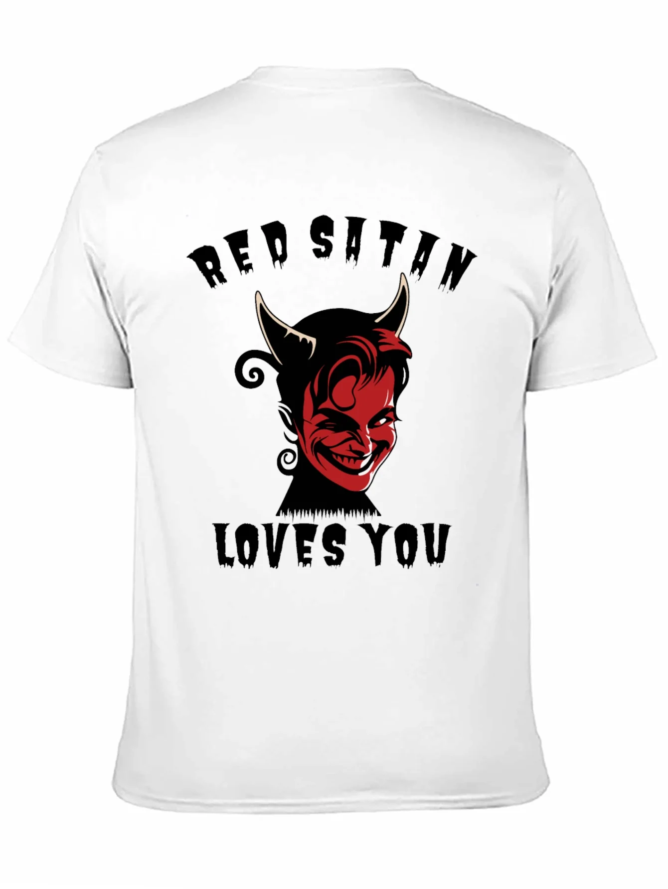 Red Satan Loves You T-Shirt - Graphic Print Tee
