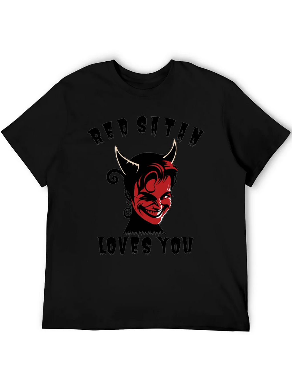 Red Satan Loves You T-Shirt - Graphic Print Tee