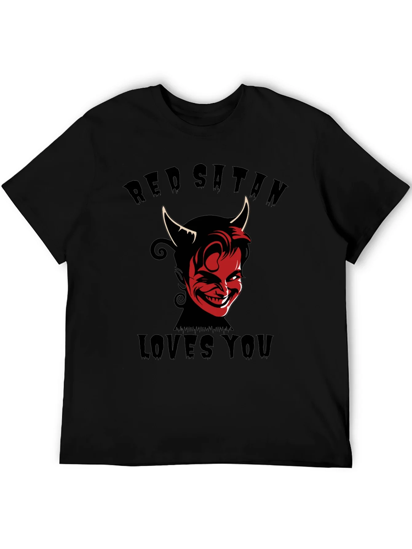 Red Satan Loves You T-Shirt - Graphic Print Tee