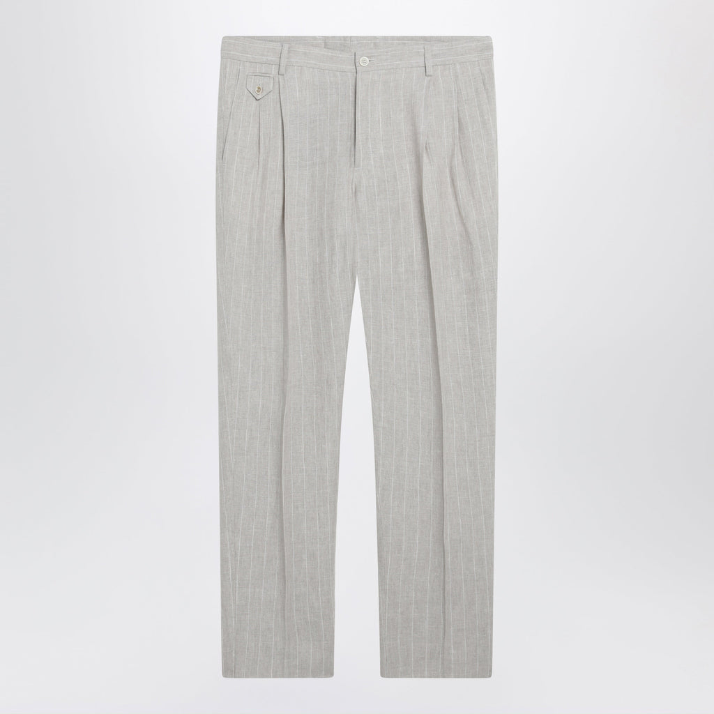 Dolce&Gabbana Pinstripe Linen Tailored Trousers Men