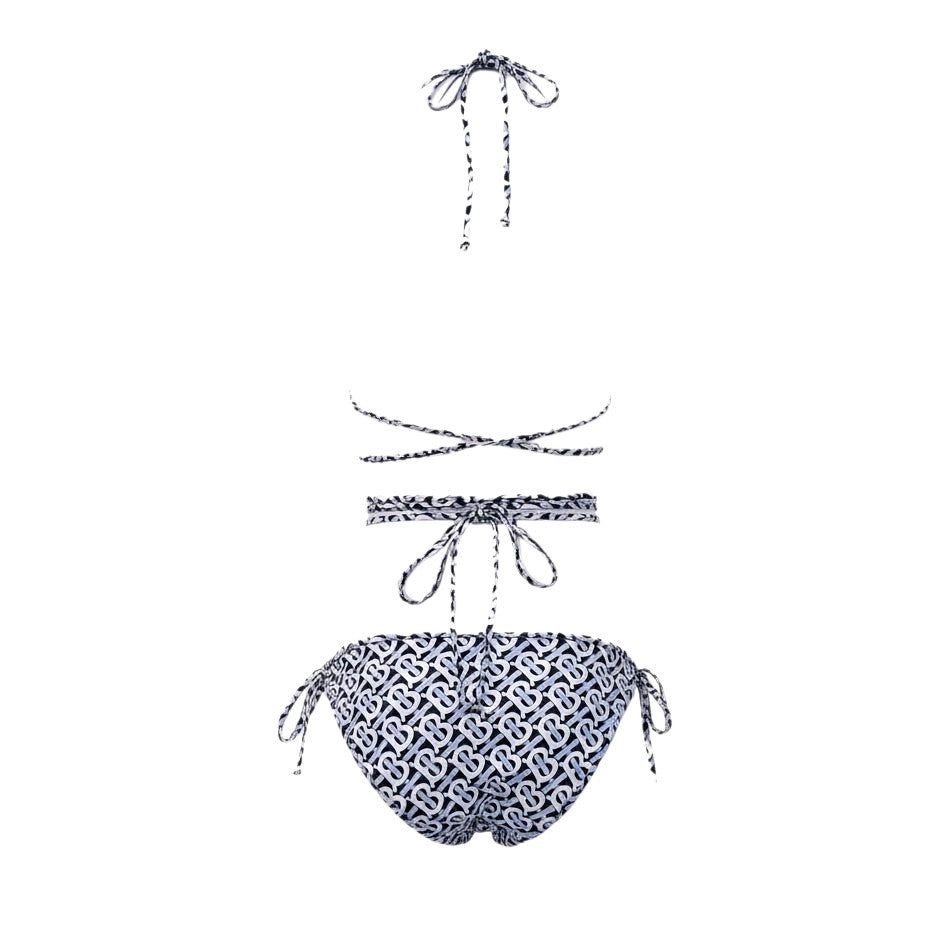 BURBERRY BLUE AND WHITE PATTERNED BIKINI - SIZE S