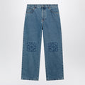 Loewe Baggy Anagram Embroidered Jeans In Washed Cotton Denim, Blue Men