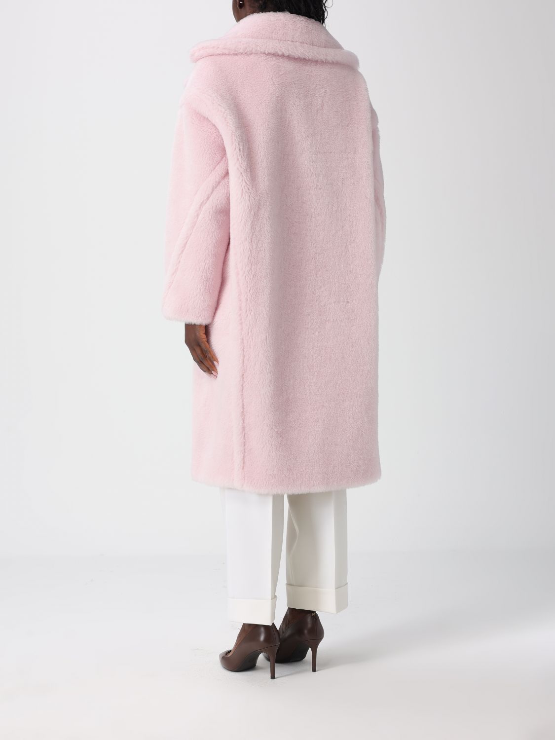 Max Mara Fur Coat Woman Pink