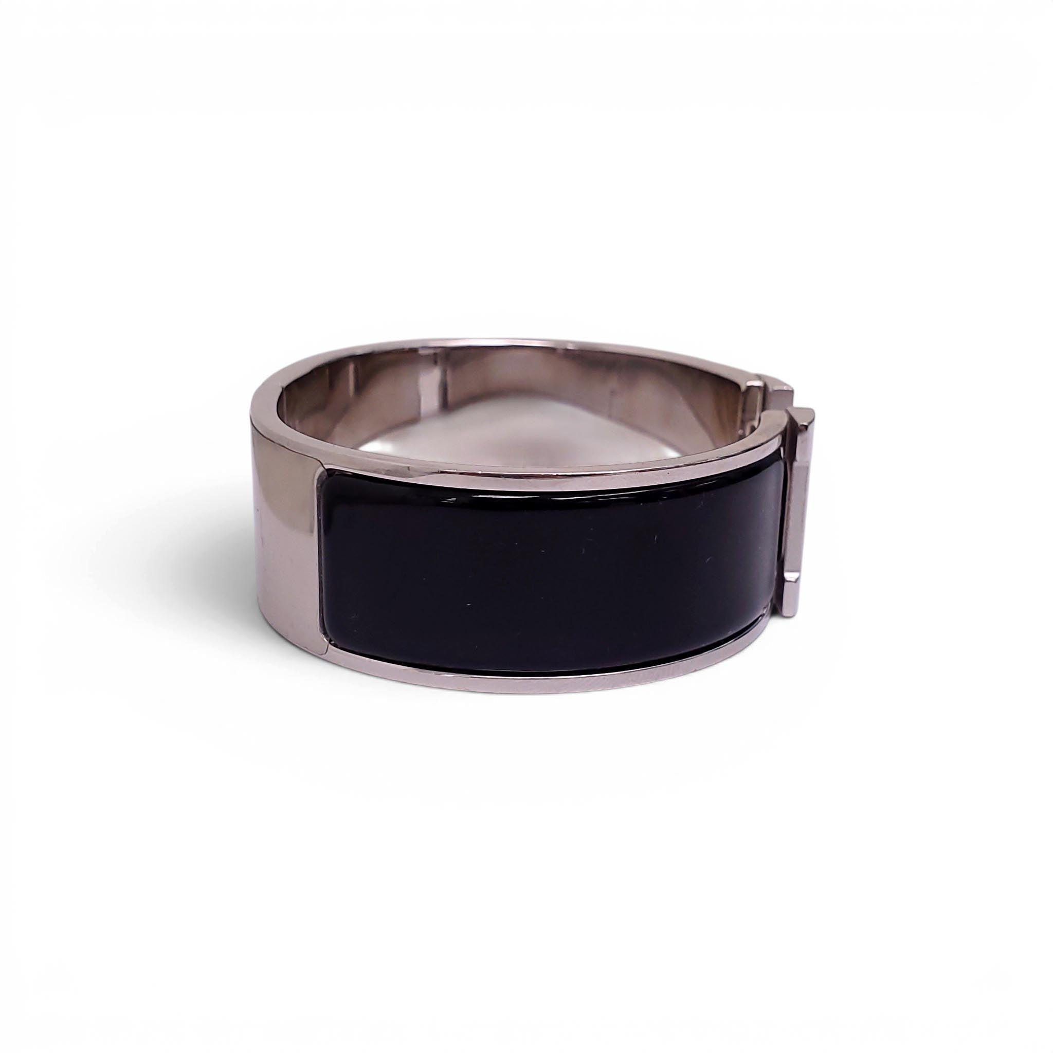 HERMÈS BLACK CLIC CLAC H BRACELET - SIZE 65