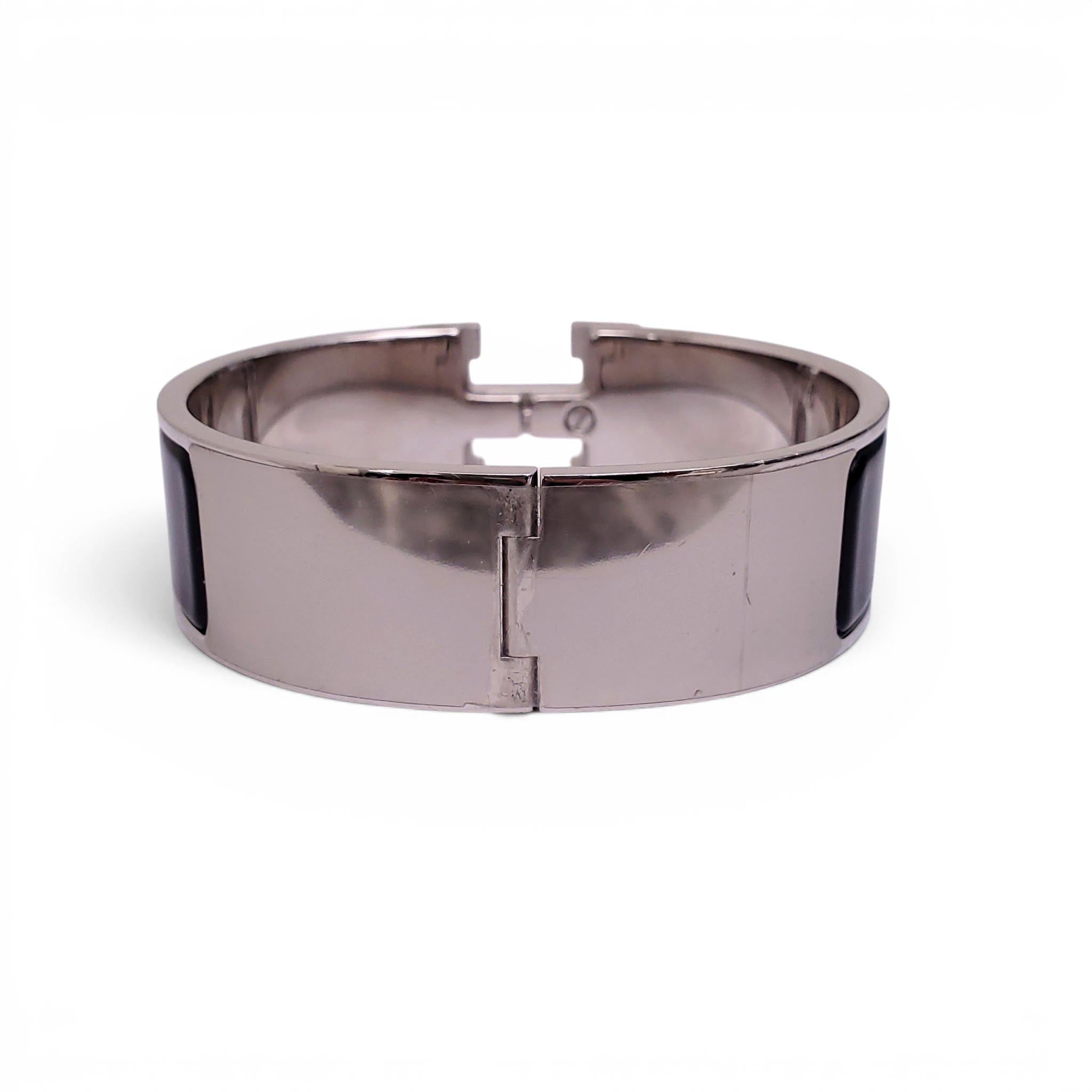 HERMÈS BLACK CLIC CLAC H BRACELET - SIZE 65